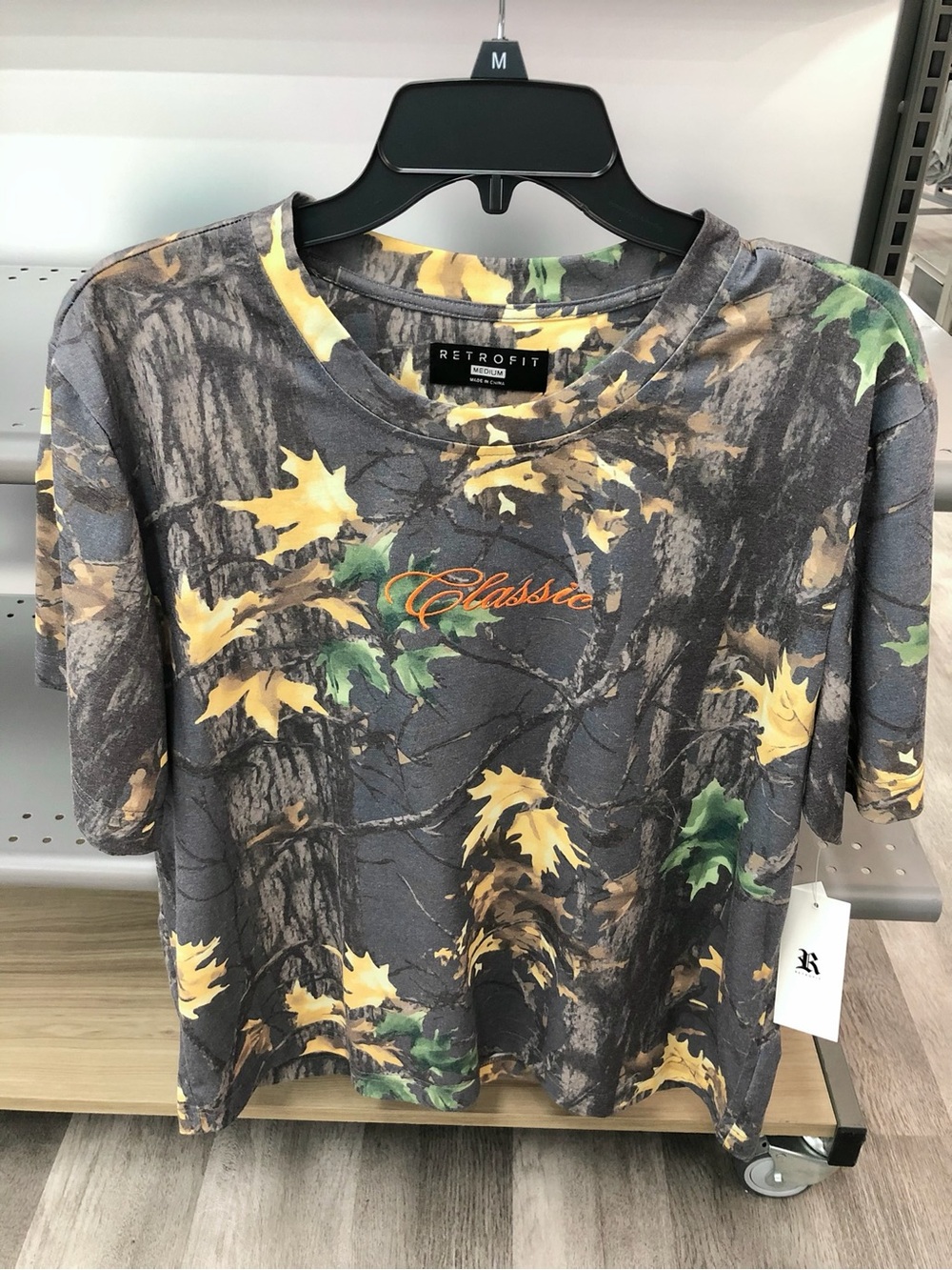 NEW RETROFIT Camo Boxy Tee Shirt Gray Camo Medium Men's UNISEX